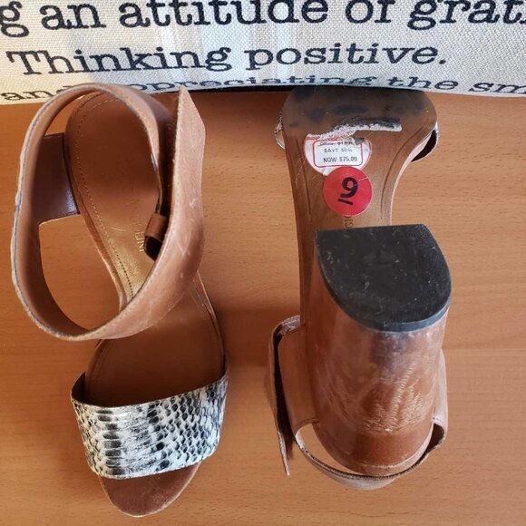 ENZO ANGIOLINI BROWN LEATHER SNAKE SANDAL - Picture 3 of 5